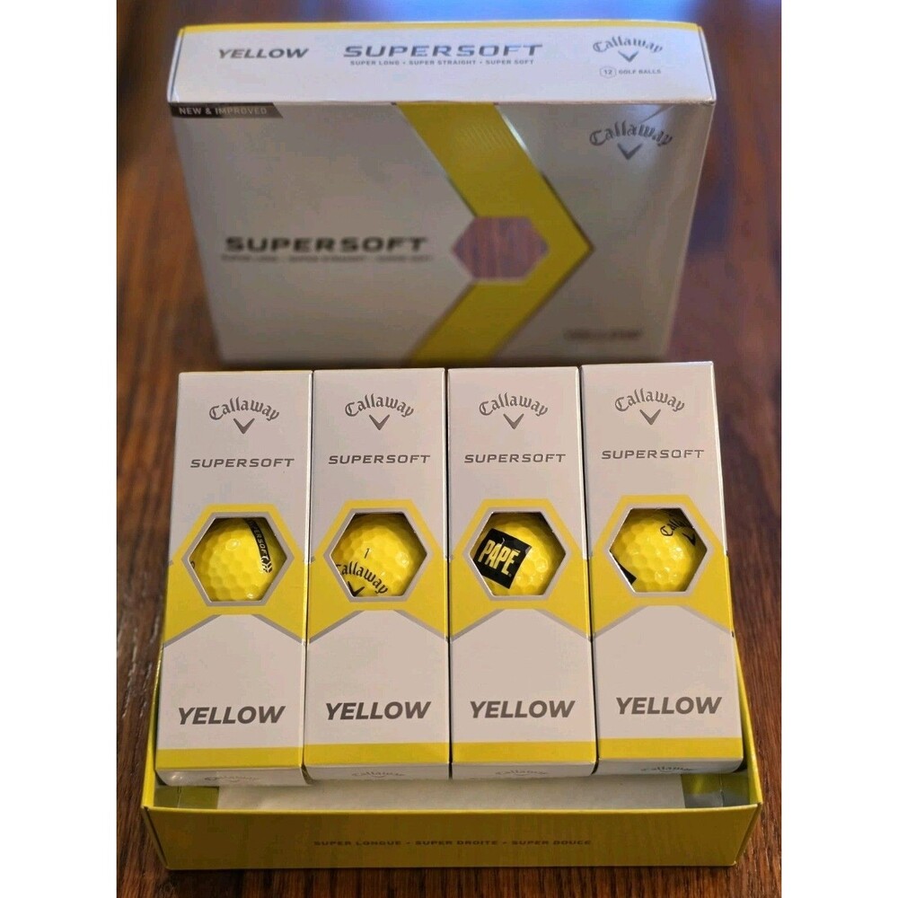 Callaway Supersoft Golf Balls Yellow 1 Dozen 12 New Golf Balls Pape Logo